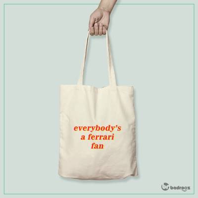 کیف خرید کتان (توت بگ) F1 Club | Everybody’s a Ferrari Fan Typography