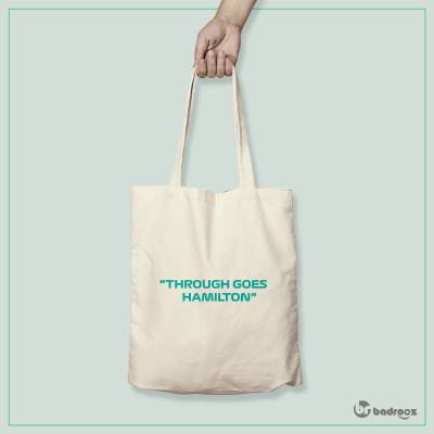 کیف خرید کتان (توت بگ) F1 Club | “Through Goes Hamilton” Typography