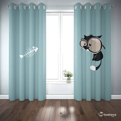 پرده پانچ گربه کیوت 