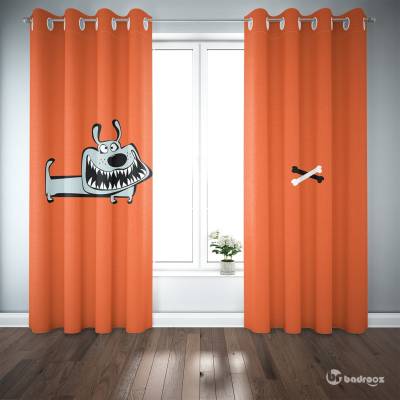 پرده پانچ سگ کیوت - زمینه نارنجی