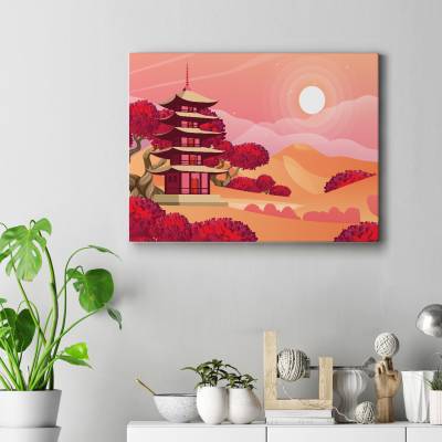 تابلو کنواس (بوم) منظره ژاپنی 2