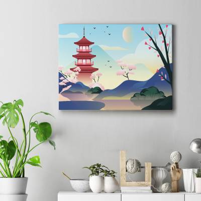 تابلو کنواس (بوم) منظره ژاپنی 3