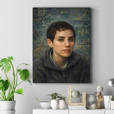 تابلو کنواس (بوم) طرح مریم میرزاخانی ( Maryam Mirzakhani) - کد : 001