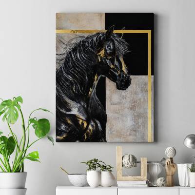 تابلو کنواس (بوم) طرح اسب ( horse ) - کد : 004