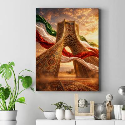 تابلو کنواس (بوم) طرح برج ازادی تهران ایران ( Freedom Tower, Tehran, Iran) - کد : 001