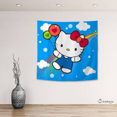 بک دراپ مربع هلوکیتی- Hello Kitty- آبی