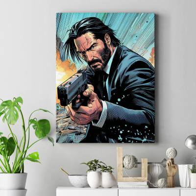 تابلو کنواس (بوم) طرح جان ویک ( John Wick ) - کد : 036