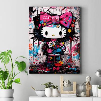 تابلو کنواس (بوم) طرح هلوکیتی و دوستان ( hello kitty and friends) - کد : 001