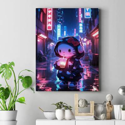 تابلو کنواس (بوم) طرح هلوکیتی و دوستان ( hello kitty and friends) - کد : 002