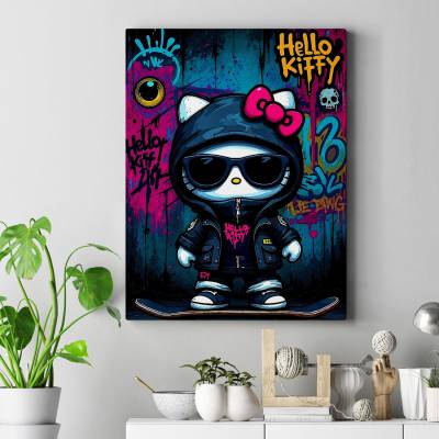 تابلو کنواس (بوم) طرح هلوکیتی و دوستان ( hello kitty and friends) - کد : 003
