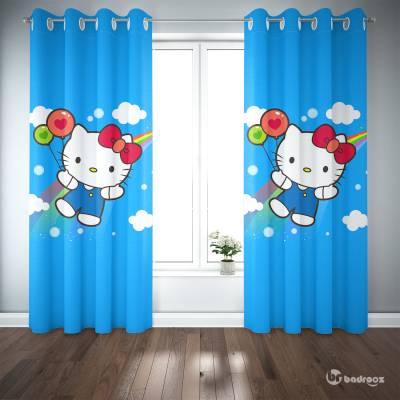 پرده پانچ هلوکیتی- Hello Kitty- آبی
