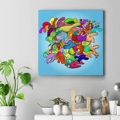 تابلو کنواس مربع (بوم) ِDoodle art- دودل آرت - طرح 3