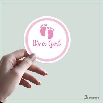 استیکر و برچسب جشن تعیین جنسیت - دختر- It is a girl