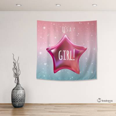 بک دراپ مربع تعیین جنسیت - دختر - It is a gril