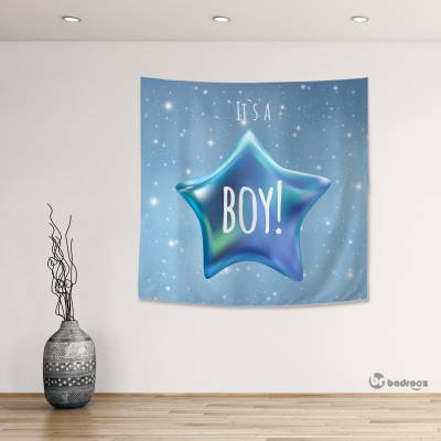 بک دراپ مربع تعیین جنسیت - پسر - It is a boy