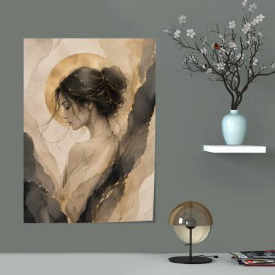 پوستر  طرح دختر ژاپنی مینیمال (Minimalist Japanese girl) - کد : 001
