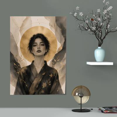پوستر  طرح دختر ژاپنی مینیمال (Minimalist Japanese girl) - کد : 002