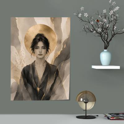 پوستر  طرح دختر ژاپنی مینیمال (Minimalist Japanese girl) - کد : 003