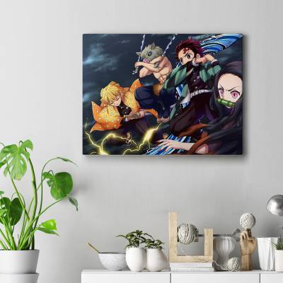 تابلو کنواس (بوم) طرح شیطان کش کیمتسو نویابا ( Demon Slayer ) - کد : 001