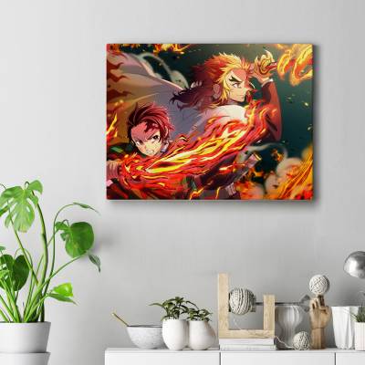 تابلو کنواس (بوم) طرح شیطان کش کیمتسو نویابا ( Demon Slayer ) - کد : 004