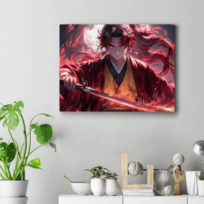 تابلو کنواس (بوم) طرح شیطان کش کیمتسو نویابا ( Demon Slayer ) - کد : 006