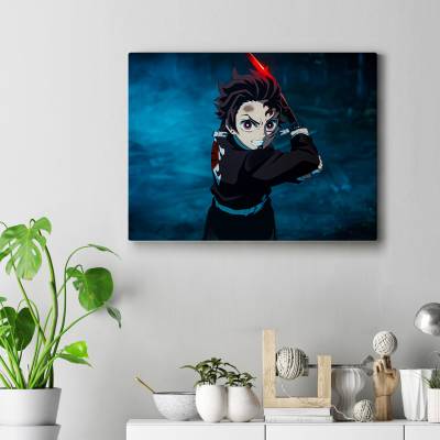 تابلو کنواس (بوم) طرح شیطان کش کیمتسو نویابا ( Demon Slayer ) - کد : 008
