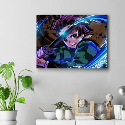 تابلو کنواس (بوم) طرح شیطان کش کیمتسو نویابا ( Demon Slayer ) - کد : 009