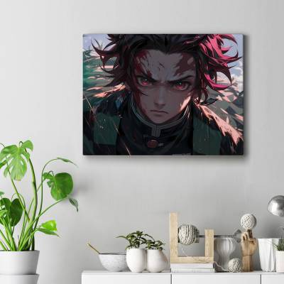 تابلو کنواس (بوم) طرح شیطان کش کیمتسو نویابا ( Demon Slayer ) - کد : 011