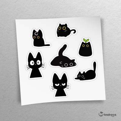 پک استیکر  Black Kitty