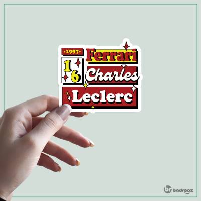 استیکر و برچسب F1 CLUB | Charles Leclerc No. 16 Ferrari Vintage Badge