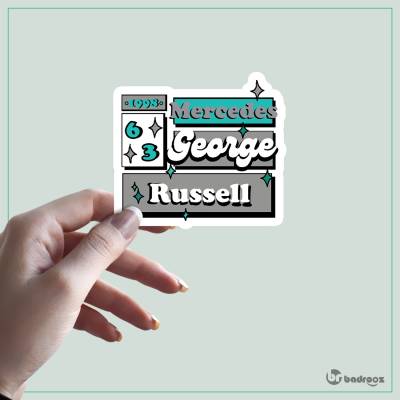 استیکر و برچسب F1 CLUB | George Russell 63 Mercedes Silver Arrows Vintage
