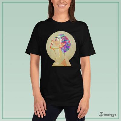 تی شرت زنانه بانویی با موهای رنگی