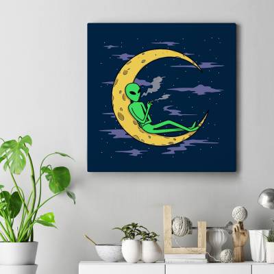 قاب کنواس مربع moon&alien