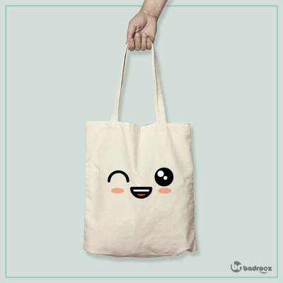 کیف خرید کتان kawaii -cute emoji faces