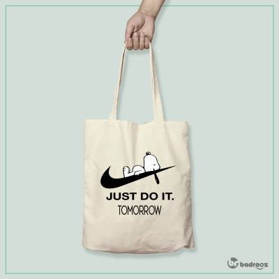 کیف خرید کتان snoopy-just do it