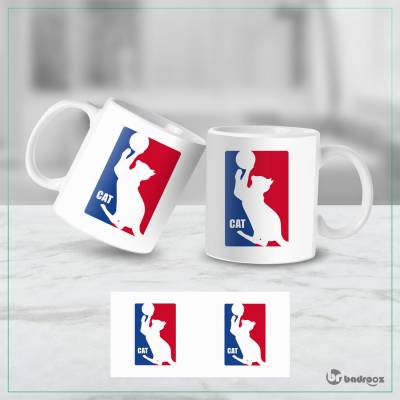 ماگ  طرح گربه و لوگوی nba 