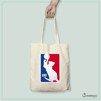 کیف خرید کتان طرح گربه و لوگوی nba 