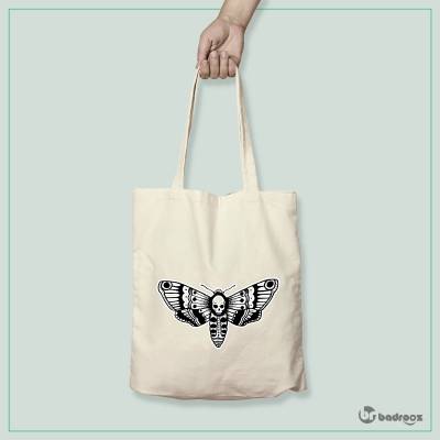 کیف خرید کتان skull moth butterfly design