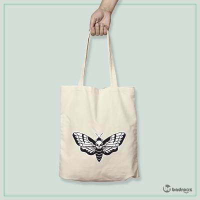 کیف خرید کتان skull moth butterfly design 2