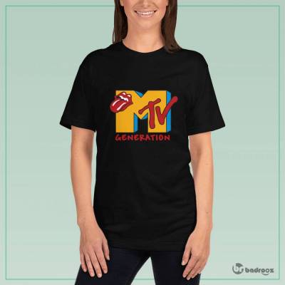 تی شرت زنانه لوگو کانال موزیک MTV و گروه رولینگ استونز 