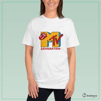 تی شرت زنانه لوگو کانال موزیک MTV و گروه رولینگ استونز 