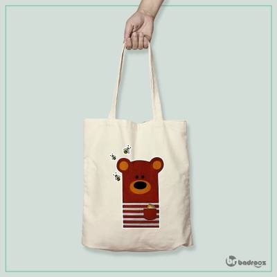 کیف خرید کتان خرس قهوه ی