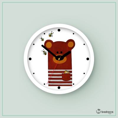 ساعت دیواری  خرس قهوه ی