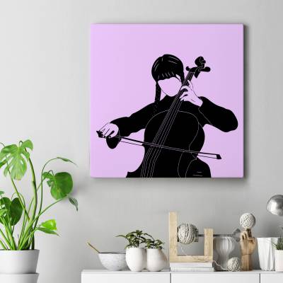 تابلو کنواس مربع wednesday cello illustration