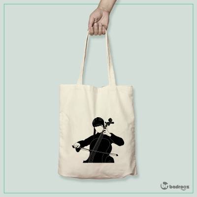 کیف خرید کتان wednesday cello illustration