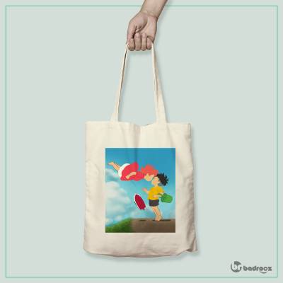 کیف خرید کتان Ponyo & Sosuke 2