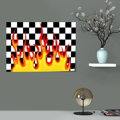 پوستر سیلک Checkerboard Fire Vans