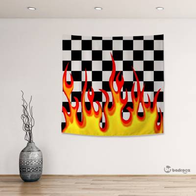 بک دراپ مربع Checkerboard Fire Vans