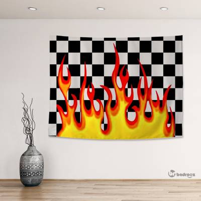 بک دراپ Checkerboard Fire Vans