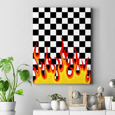 تابلو کنواس (بوم) Checkerboard Fire Vans